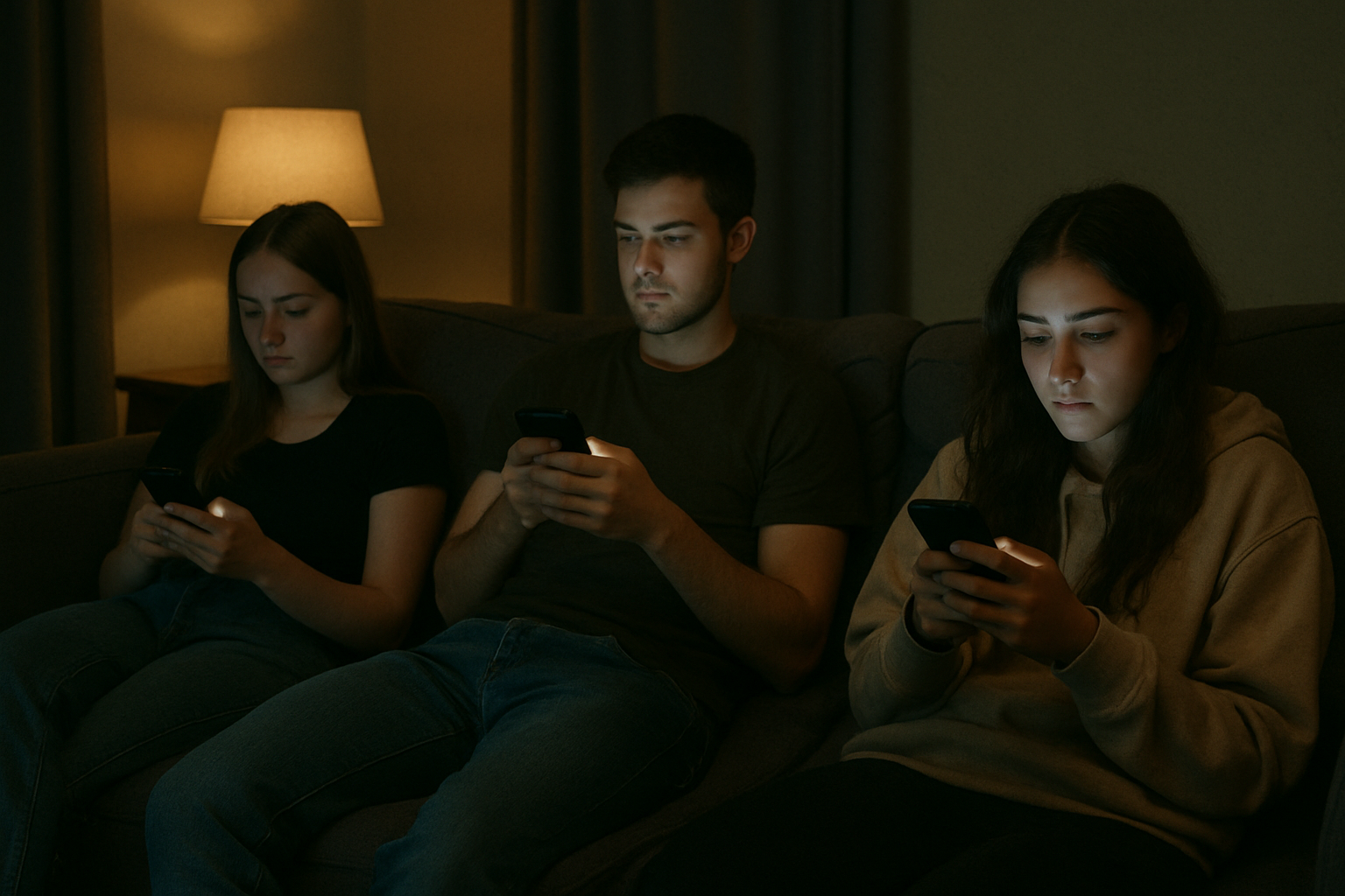 Young people attached to their mobile devices