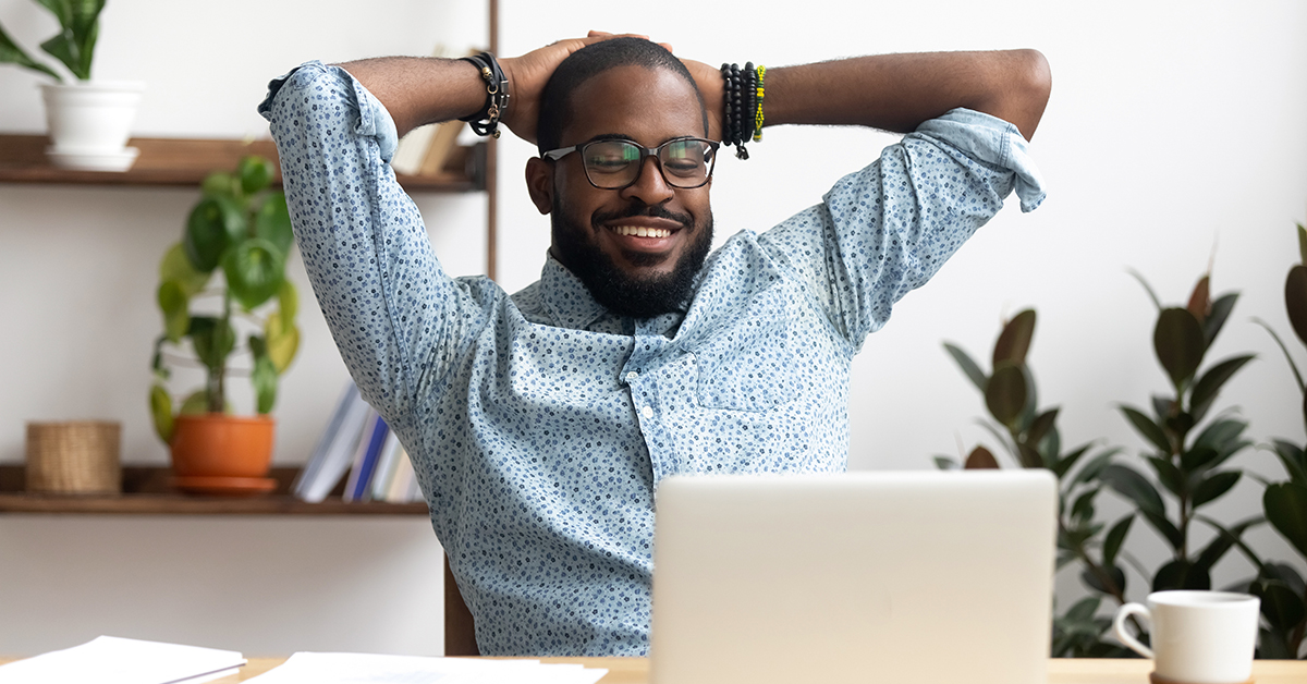 Guy relaxing because CRM is helping
