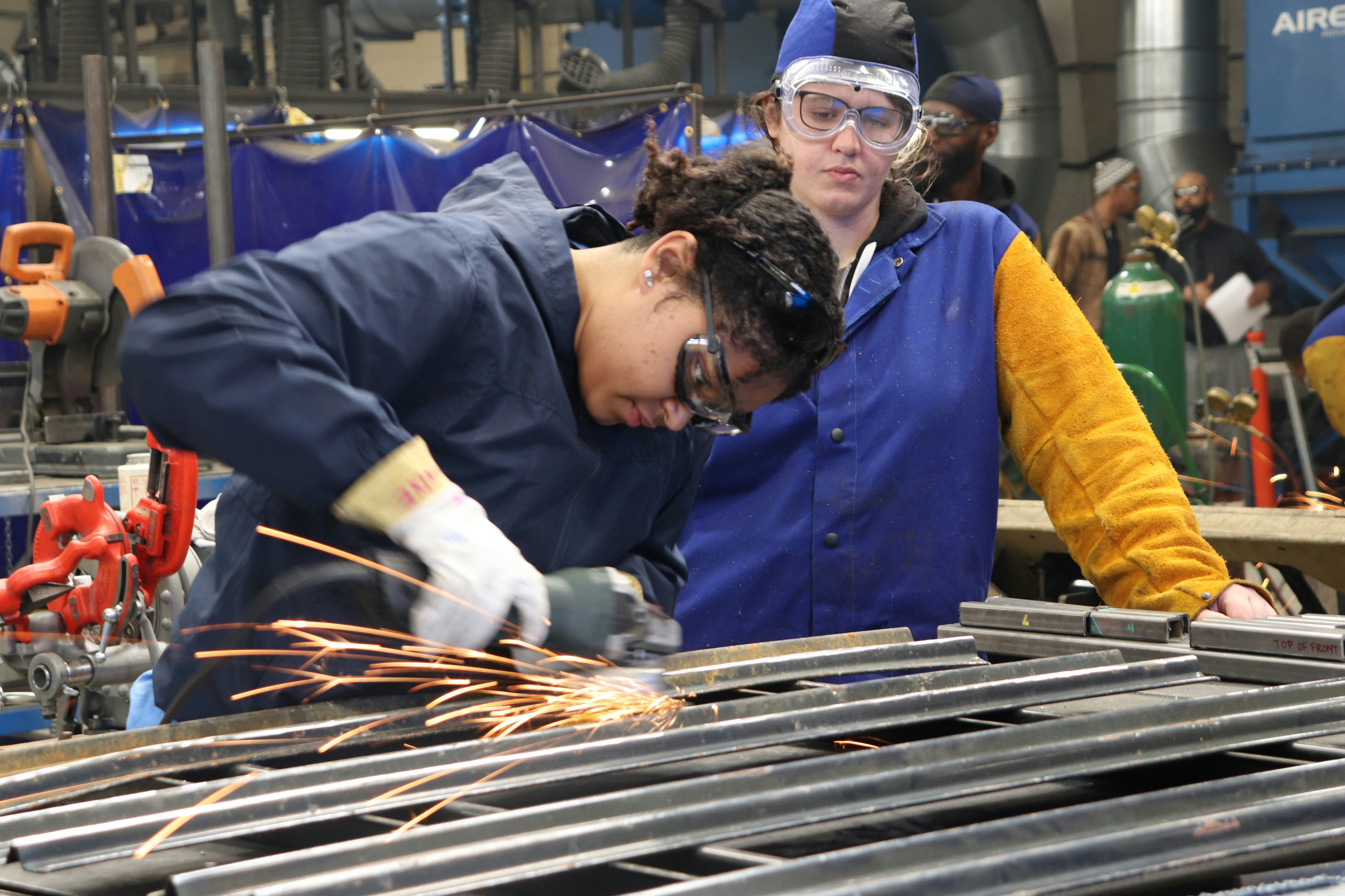 A student in welding school.